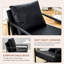 Structure en cuir noir et métal noir - élégance minimaliste moderne, plan de posture assise ergonomique, 27 po x 29,7 po x 29,6 po, conception coussinée, intégrité structurelle, adaptable à différents décors