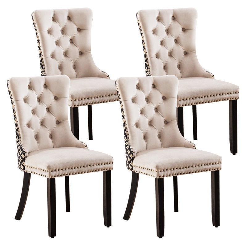 Chaises de salle à manger Kishaun, Beige/noir