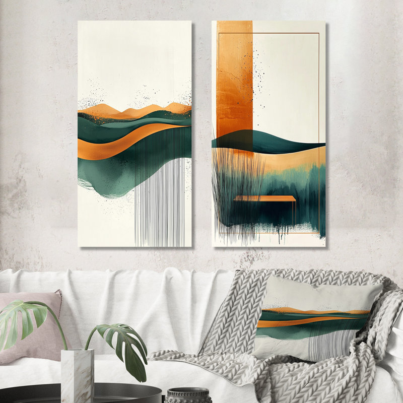 «Brown Minimalist Tranquility Meadow I», impression murale en métal 2 pièces, H 40 po x l 40 po