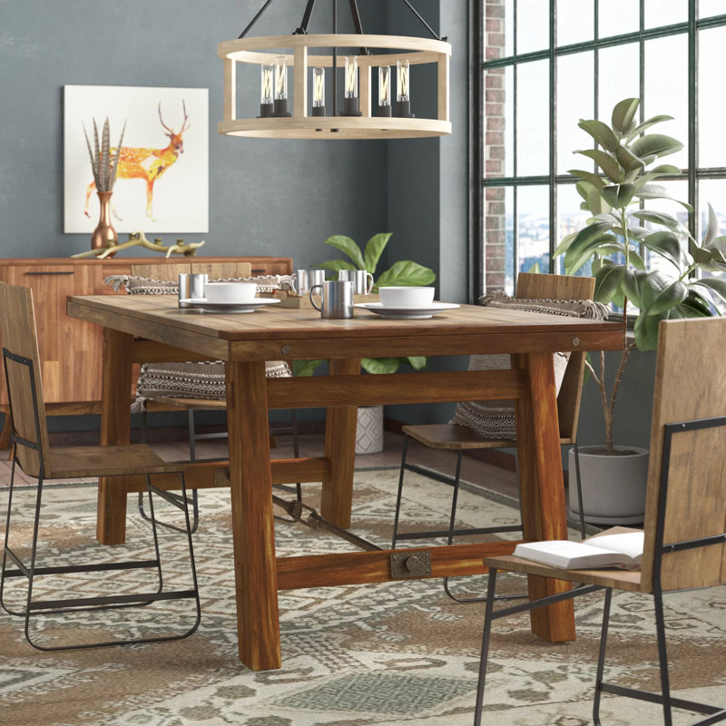 Rackwon Mahogany Solid Wood Dining Table, White Sand