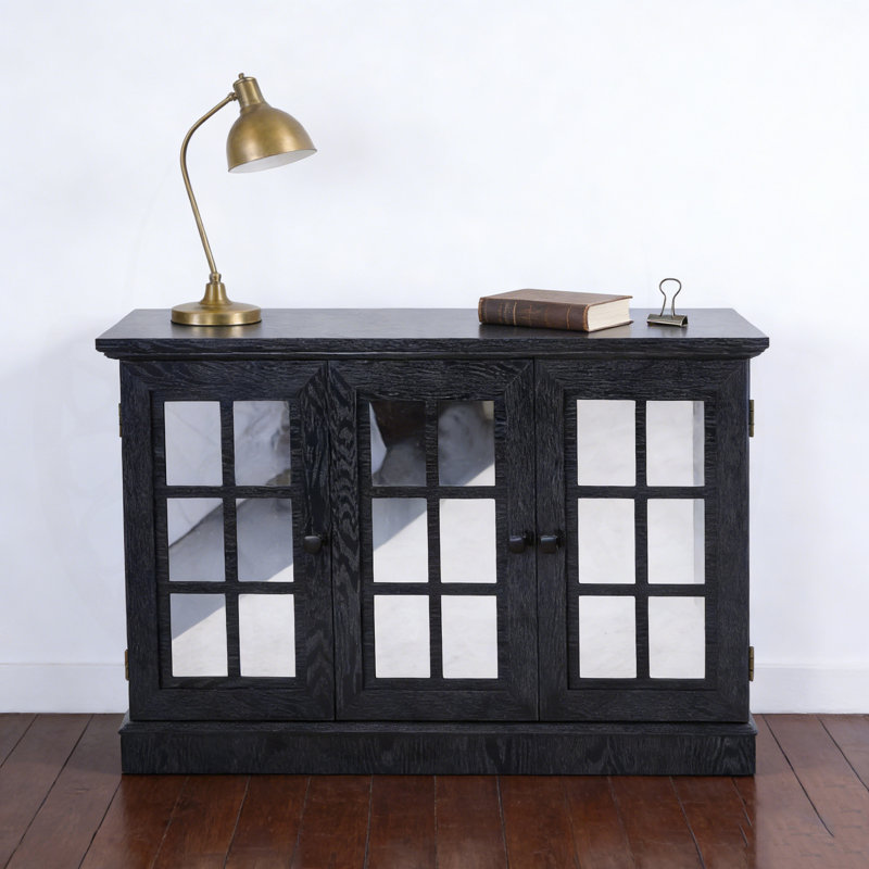 Armoire de rangement avec 3 portes en miroir en acrylique, Noir