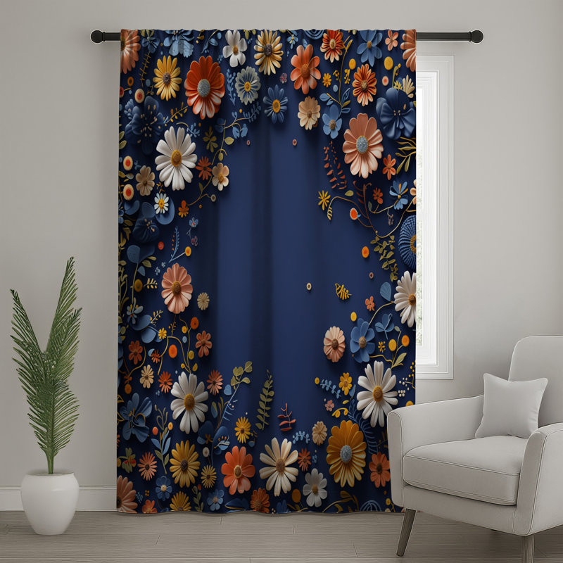 Rideaux floraux, voilages et voilages à motif floral - 1 panneau, 50 po x 80 po - 1 panneau, Blocage