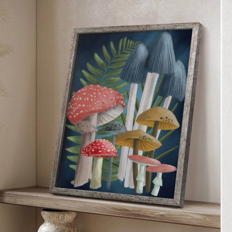 «Harvest Mushroom II», reproduction encadrée - bois massif, H 11 po x l 9 po