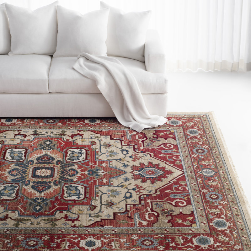 Ralph Lauren-Inspired Quentin Hand-Knotted Red & Beige 4'x6' Area Rug