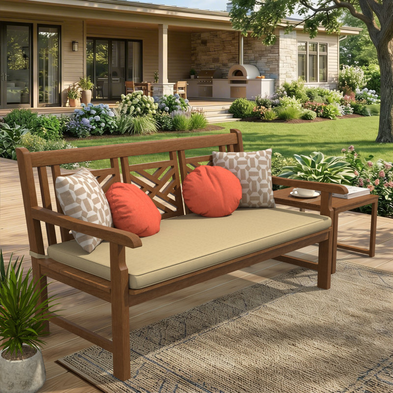 Wayfair Custom Outdoor Bench Cushion With Sunbrella Fabric, 37" W x 17" D, Cabana Classic Black