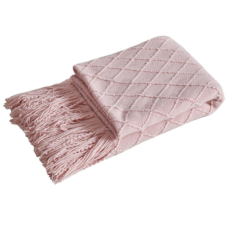 Knitted Throw Blanket, Pink