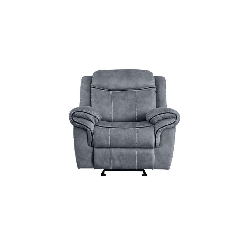 Jemma 42" W Velvet Manual Glider Standard Recliner Living Room Side Chair, Gray