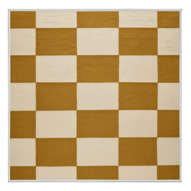 Tapis beige à carreaux lavable à la machine, Carré 3 pi