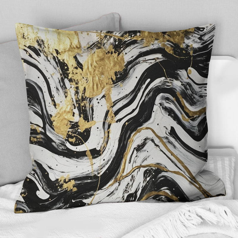 Coussin Golden Wave Reflections I - Abstract Printed