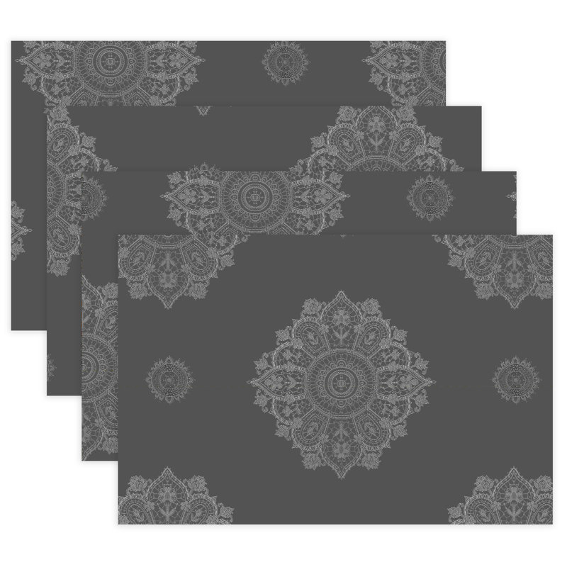 Lace Medallion 4Pk Placemat Set, Nickel