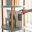 Étagère de rangement, bibliothèque rotative à 360 °, bibliothèque à 4 niveaux avec espace de rangement de grande capacité, support de rangement multifonctionnel, conception compacte, étagère debout pour le salon, la chambre à coucher, la salle d'étude, la cuisine
