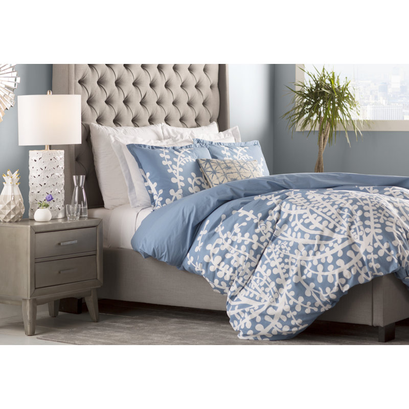 Twin Blue Cotton Branches Bedspread Cover Set