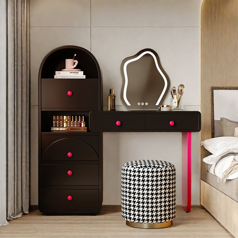 Coiffeuse Fraiser, Noir / rose