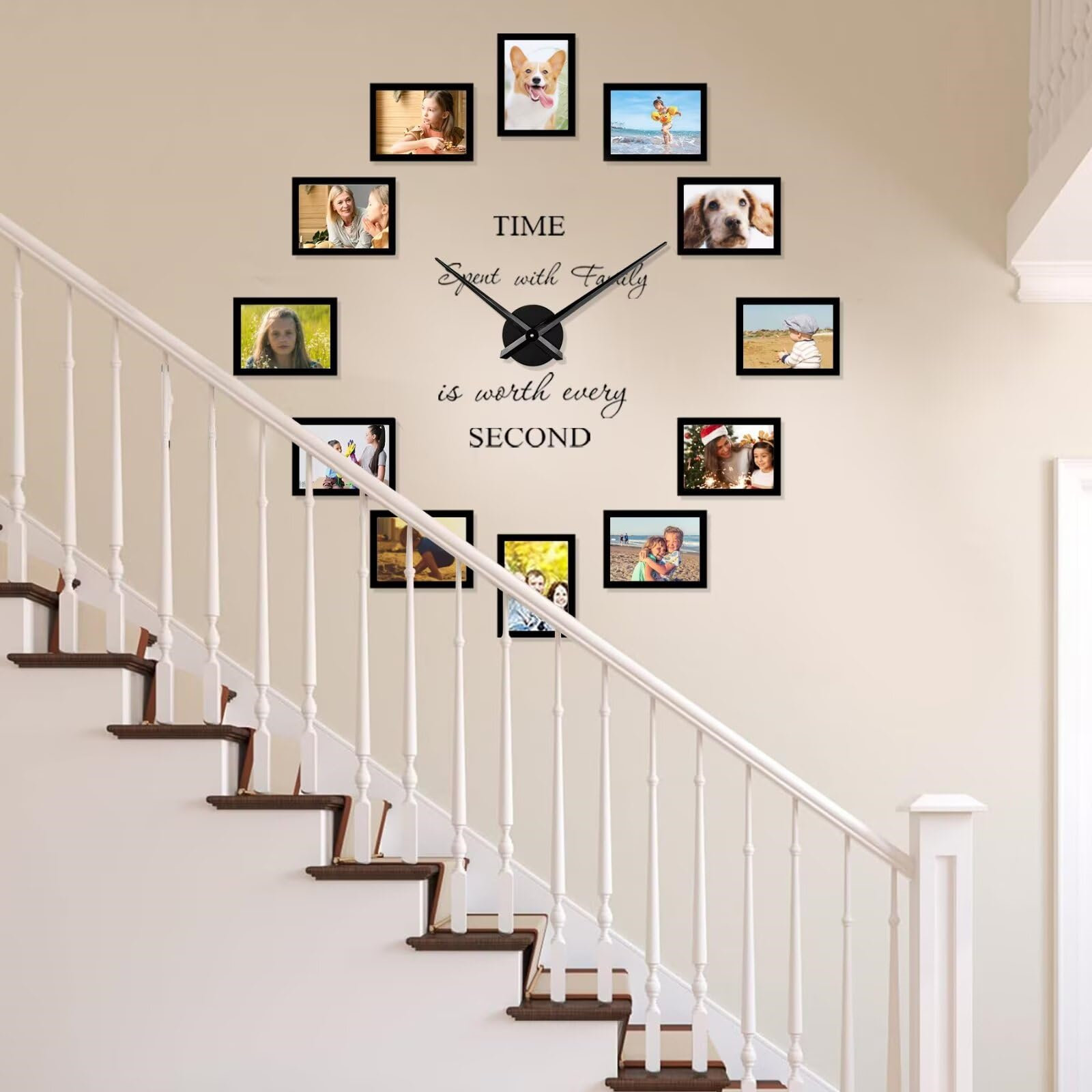 Lark Manor Large Clocks Family DIY-Acrylic Picture Frames Collage Wall ...