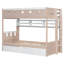 Lit simple superposé de style château avec 2 tiroirs, tablette et DEL, blanc et rose antique-1643106689