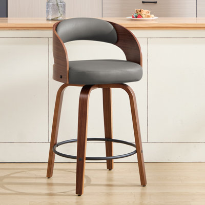 Tabouret de comptoir pivotant confortable avec pieds en bois massif durable