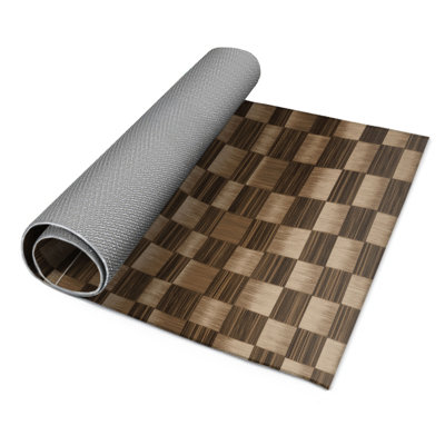 Tapis d'intérieur et d'extérieur à carreaux brun
