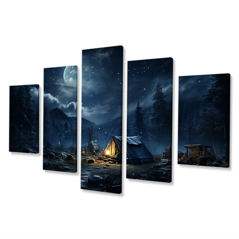 Starlit Camping In Canada II - Camping Travel Multipanel Wall Art Canvas