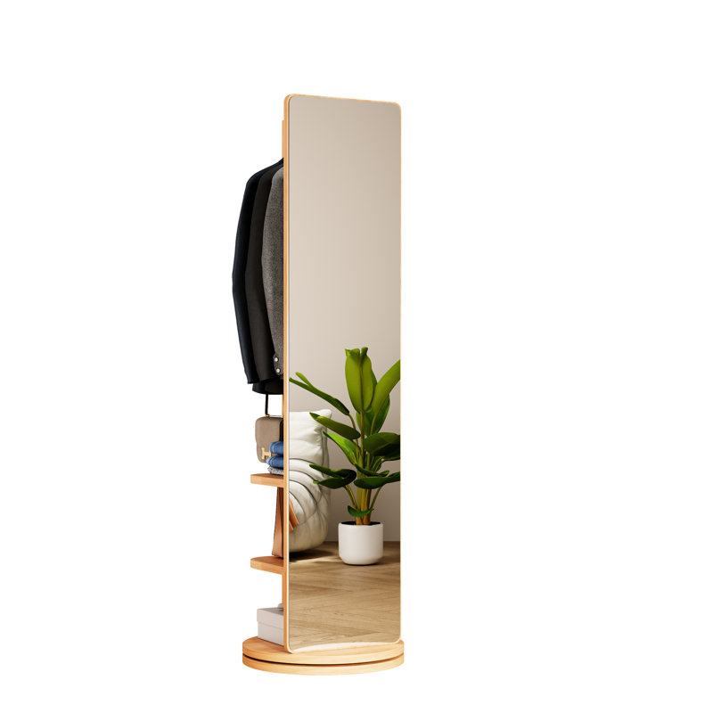 Miroir pleine grandeur 68,8 x 19,6 po avec rotation à 360 ° et rangement, peu encombrant dans le vestiaire, couloir