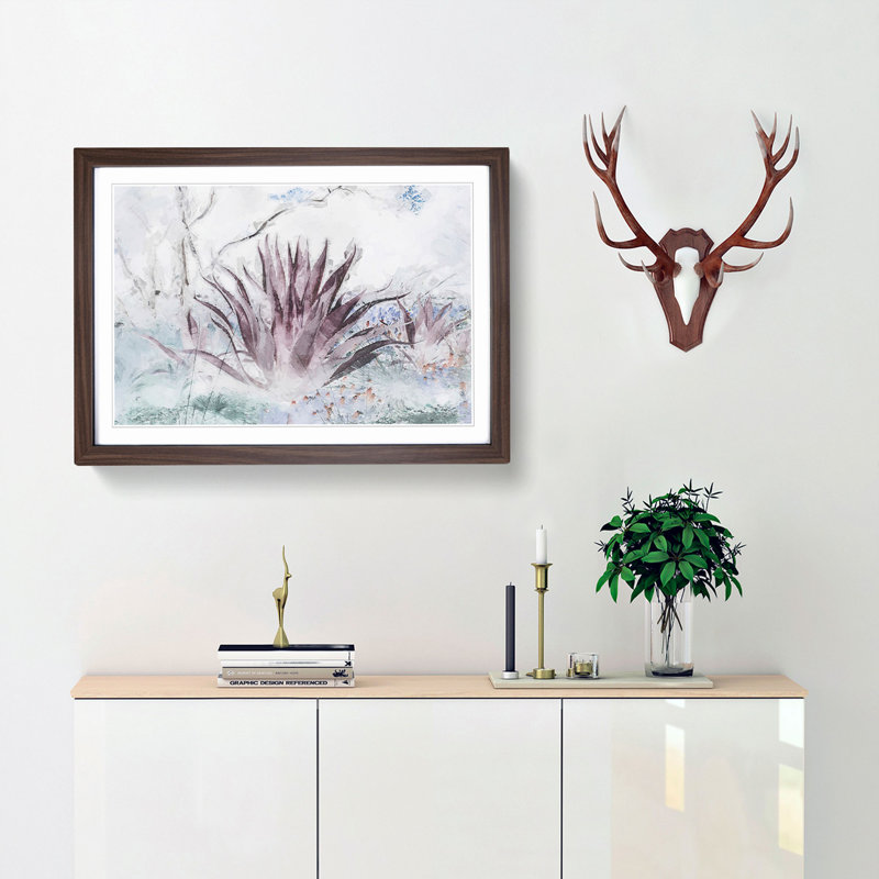 Wild Aloe Vera Succulent in Abstract - Framed Print, Walnut, 40cm H x 60cm W x 2cm D