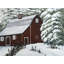 Red Barn In Snow Print On Canvas