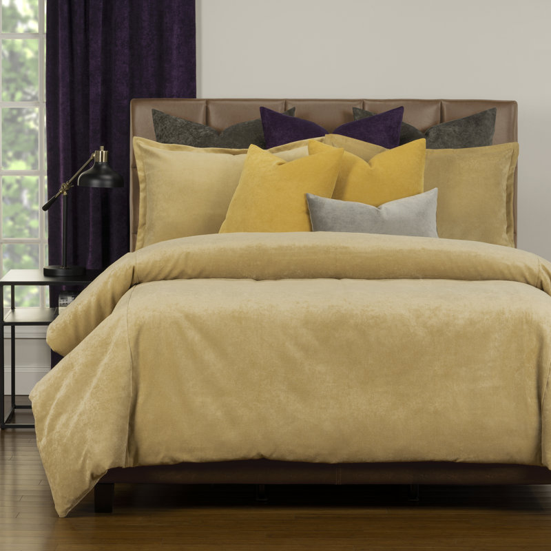 Matte Velvet Set with Duvet Cover & Insert Set by Siscovers, Old Gold, King Duvet Cover + 9 Additional Pieces