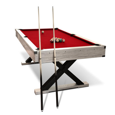 Ensemble de table de billard classique de 7 pi avec accessoires, panneau de fibres à densité moyenne durable et base en X pour le sous-sol, la salle de jeux ou le divertissement familial