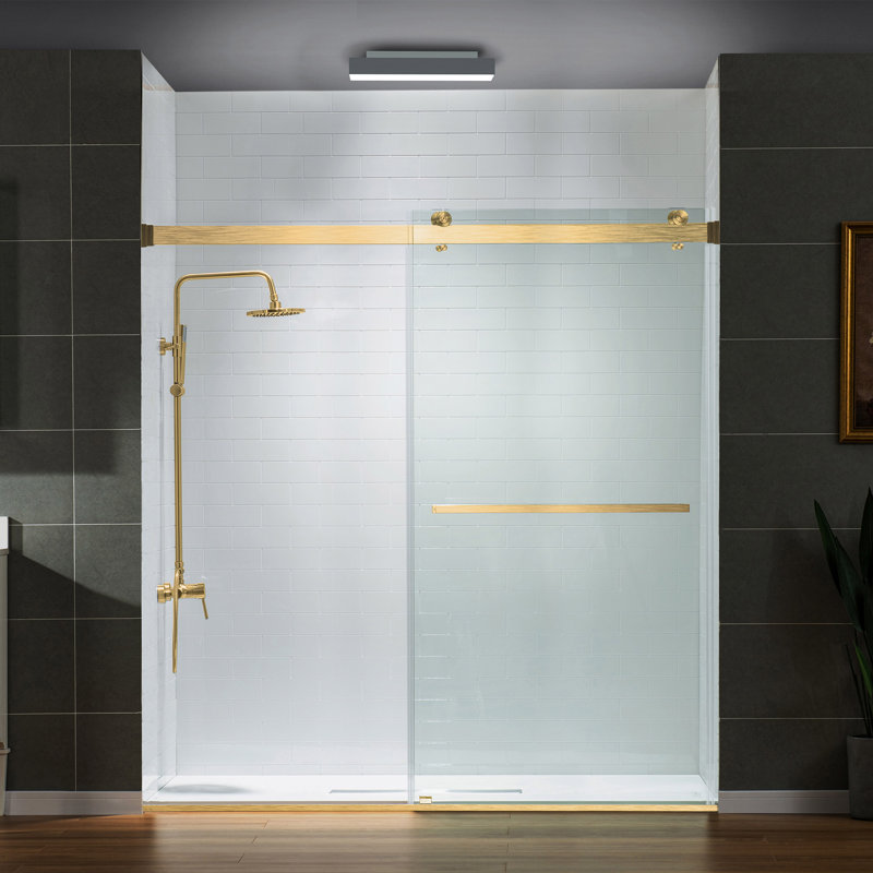 66-72" Width x 76" Height Frameless Double Sliding Shower Door with Stainless Steel Hardware, 5/16"(8mm) Clear Tempered Glass | Safe, Explosion-Resistant
