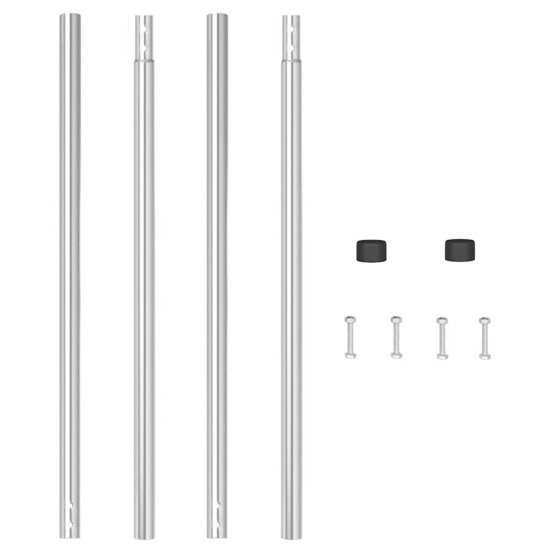 Vidaxl Fence Posts 2 Pcs Powder-Coated Steel, 160cm H x 3.2cm W x 3.2cm D, Silver