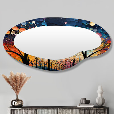 Miroir mural coloré unique fantaisiste coloré Wanderlust III - Collages abstraits irréguliers