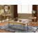Apollonio Transitional Rectangular Sofa Table with Natural Marble Top in Antique Gold