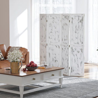 Paravent 5,5 "à 4 panneaux pliables, cloison blanche pour bureau à domicile, chambre à coucher, écran 4 diviseurs, pièce, bureau