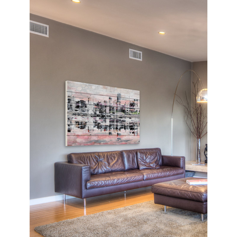 "des de la e" par parvez taj,-impression sur bois, H 30 po x l 45 po x P 1,5 po