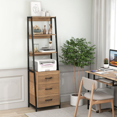 17 Stories Ladder Bookshelf Tall Bookcase W/ 3 Open Shelves Printer Stand 3 Storage Drawers by 17 Stories