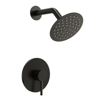 Robinet de douche à fonction unique avec pomme de pluie ronde de 6 po et ensemble de garniture de valve à pression équilibrée