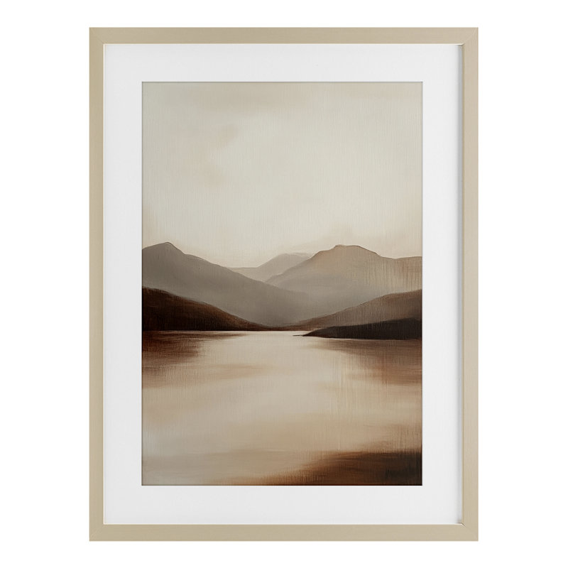 «Calming Mountains Brown Landscape», reproduction encadrée sous verre, par Petal Prints Design, H 20 po x l 14 po
