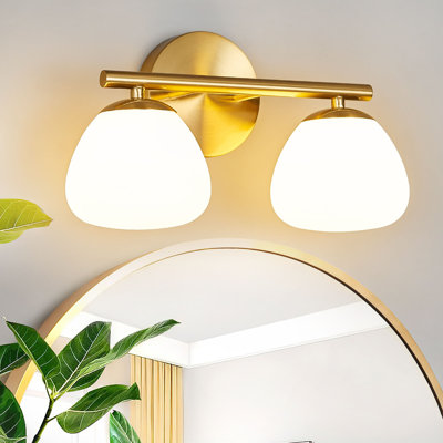 Applique murale moderne pour salle de bain avec miroir et abat-jour en verre laiteux