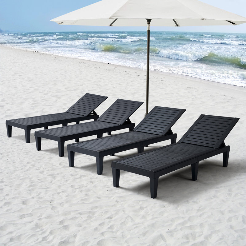 Carrine Waterproof, Lightweight, and Adjustable Outdoor Polyresin Chaise Lounge Chair Set (Set of 4)