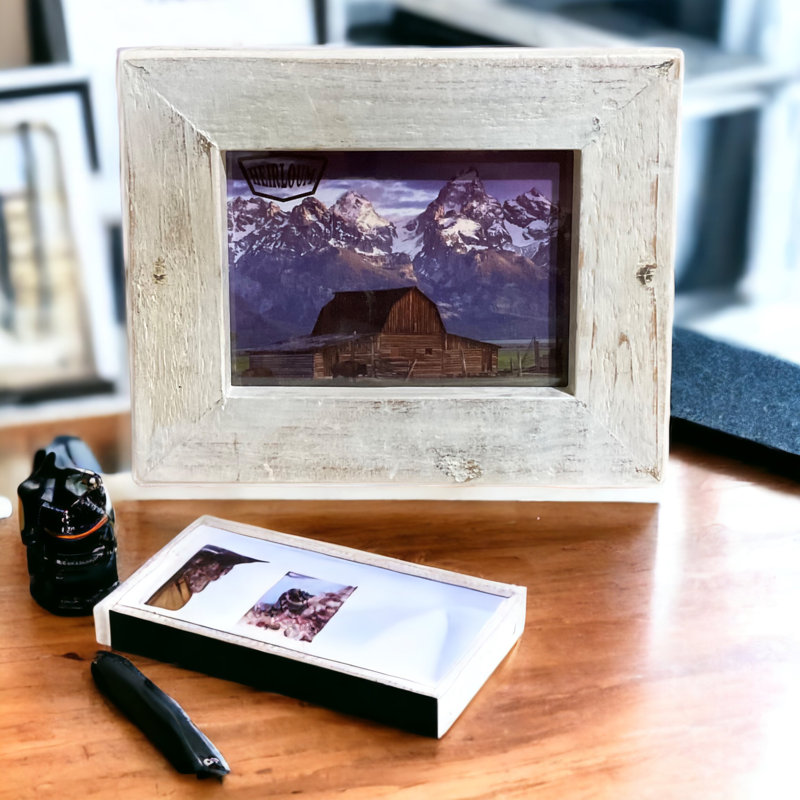 Cadre photo en bois récupéré, 7 po x 5 po, Blanc délavé