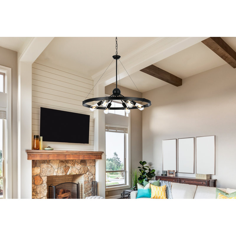 Luminaire suspendu Spoutnik 6 lumières Denzerville, Noir