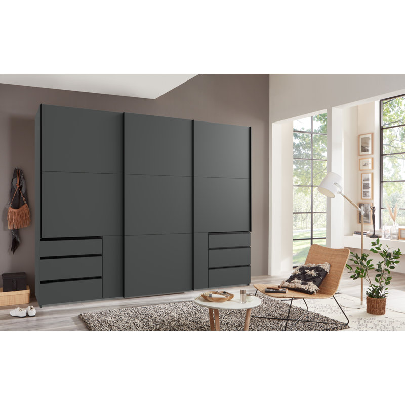 Guardino 3 Door Wardrobe, 216cm H x 300cm W x 65cm D, Graphite