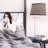 Madison 56 in. Modern LED Bedside Table Lamp with Fabric Drum Shade and Built-In USB Port