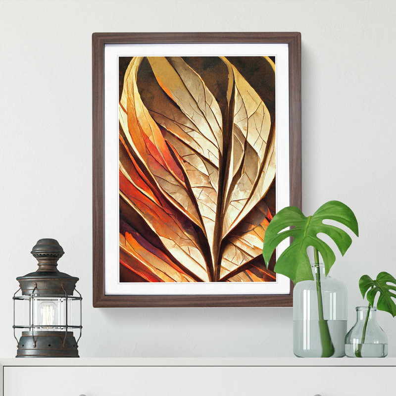 Abstract Autumn Leaf No.1 - Framed Print, 46cm H x 34cm W x 2cm D, Walnut