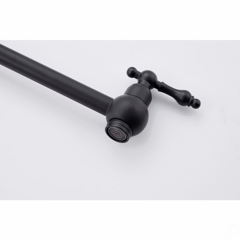 Wall Mount Folding Kitchen Pot Filler Faucet, Matte Black