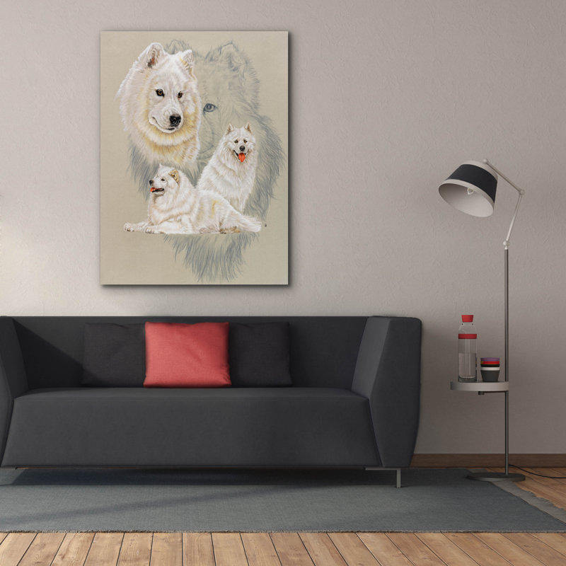 «Samoyède sur toile» par Barbara Keith, H 54 po x l 40 po x P 1,5 po