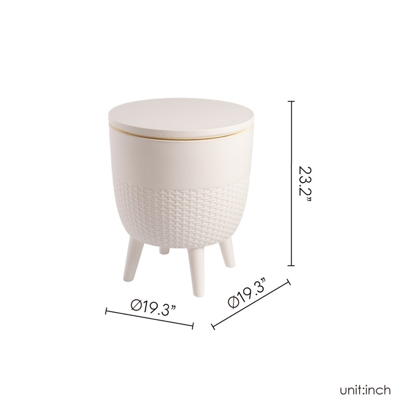 Cancun Resin Outdoor 2-In-1 Side Table and Cooler, White