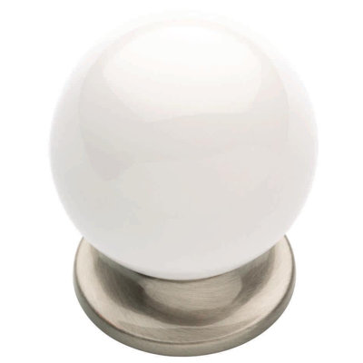(Paquet de 5) Bouton rond 1-5 / 8 pouces blanc et nickel satiné