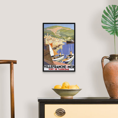«Villefranche sur Mer», affiche rétro par Roger Broders, reproduction d'art sur toile encadrée par Roger Broders