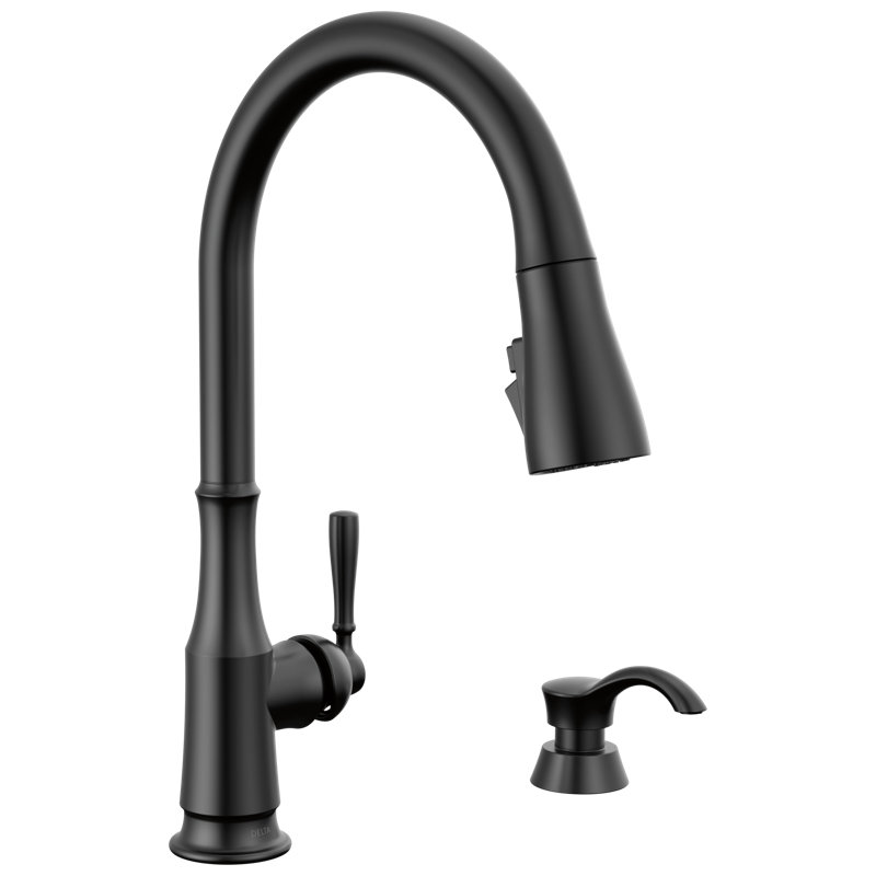 Capertee Pull Down Sprayer Kitchen Sink Faucet with Matching Soap Dispenser, Matte Black