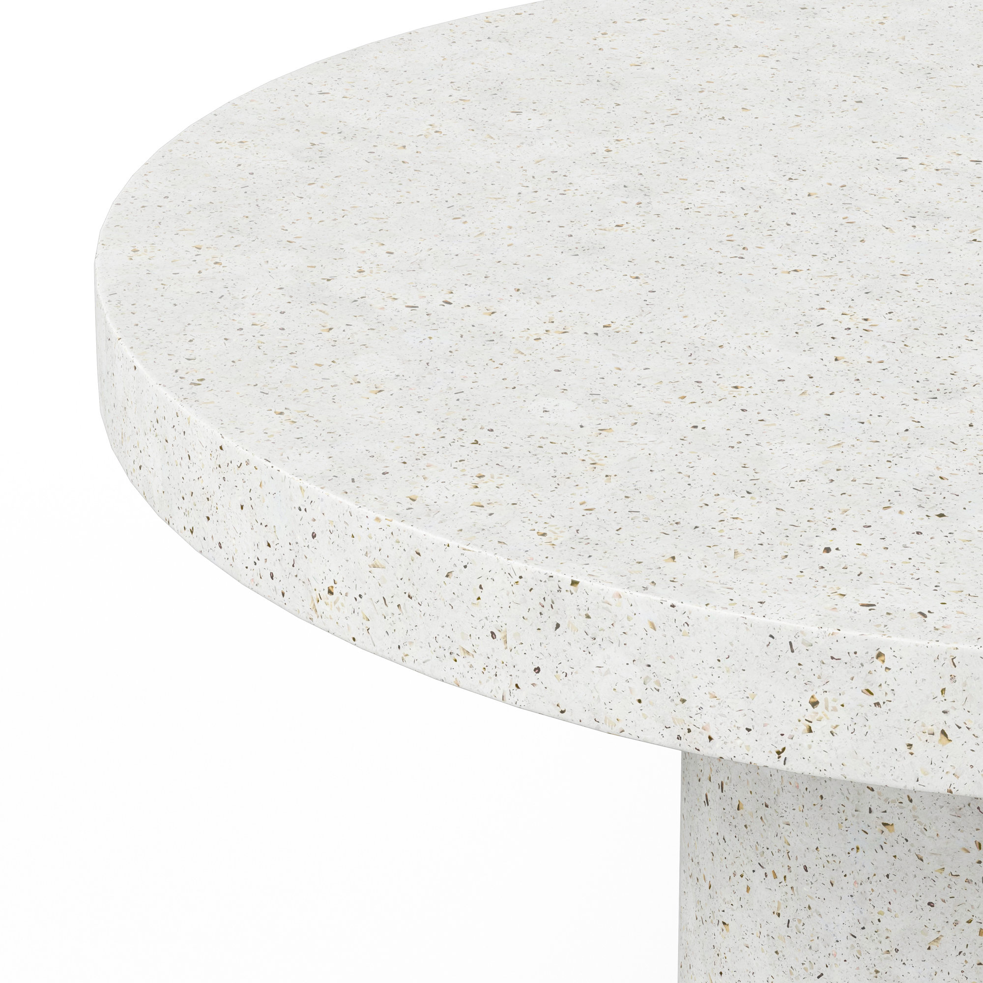 Kareen Concrete Pedestal Dining Table, Bar Table (41.75" Height), Ivory Terrazzo, 60" Round  